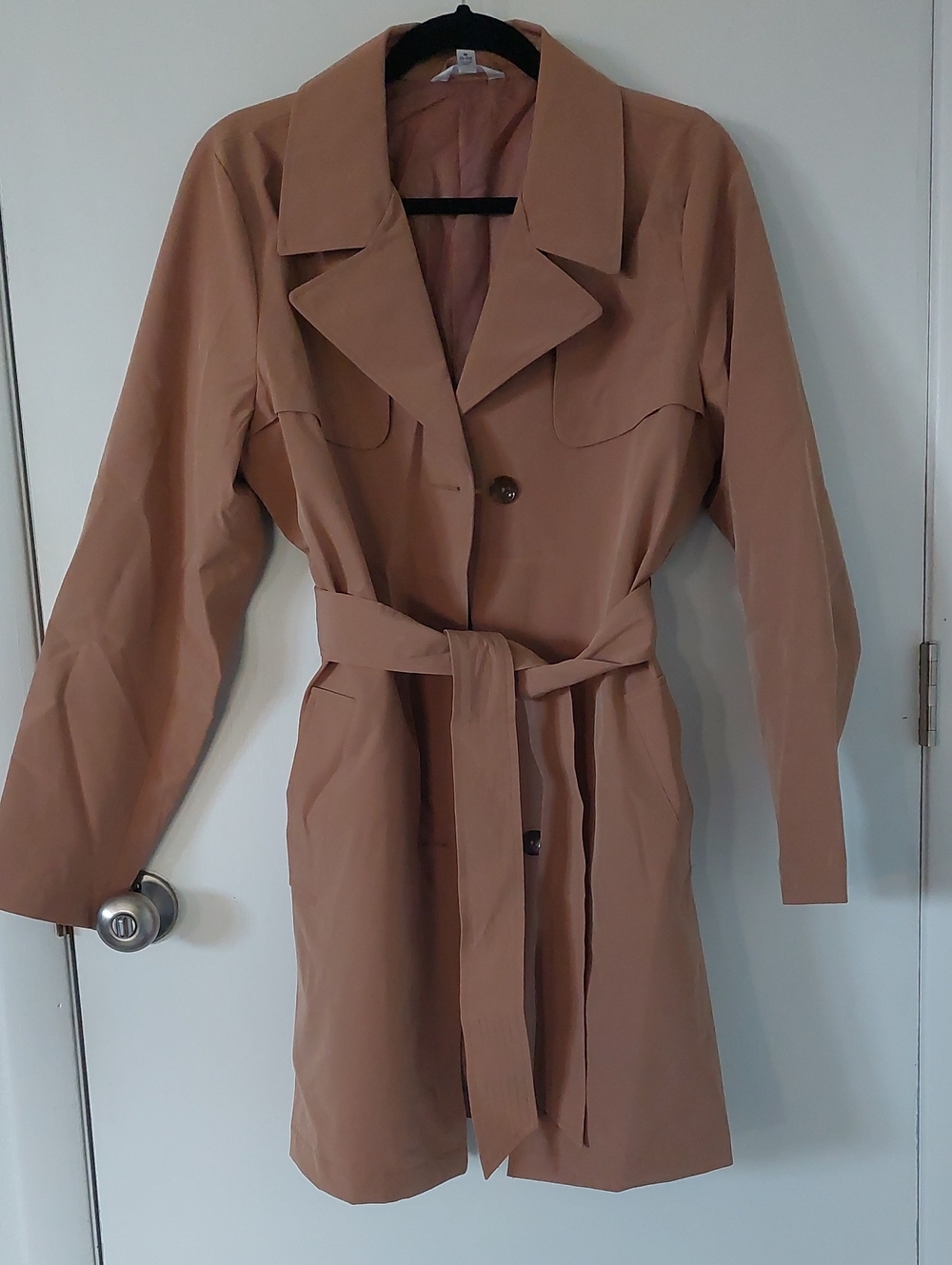 Time and Tru Women's Belted Trench Coat - Camel